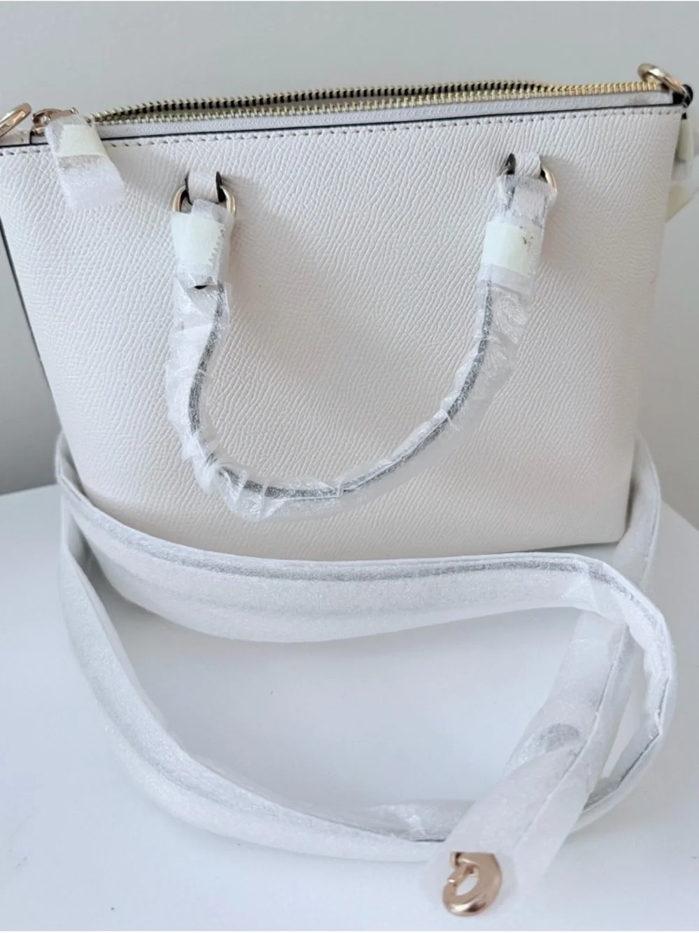 Coach Cream Pebbled Leather Mini Satchel with Gold Hardware - Picture 2 of 5